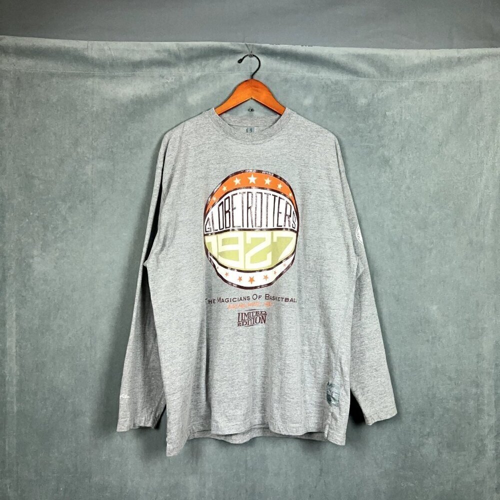 Y2K Platnium Fubu Shirt Men 2XL Grey Long Sleeve Harlem Globetrotters Basketball